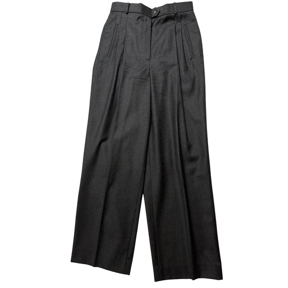 Carlisle Womens Charcoal Gray 100% Wool Wide Leg Pleated Trousers Pants Size 10 - Picture 2 of 9